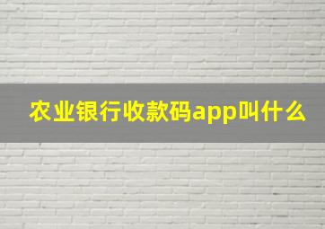 农业银行收款码app叫什么