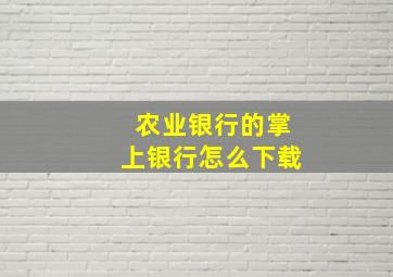 农业银行的掌上银行怎么下载