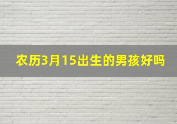 农历3月15出生的男孩好吗