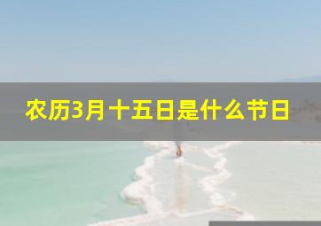 农历3月十五日是什么节日