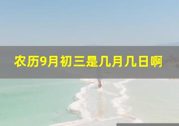 农历9月初三是几月几日啊