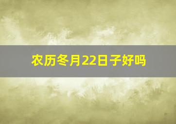 农历冬月22日子好吗