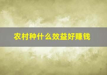 农村种什么效益好赚钱