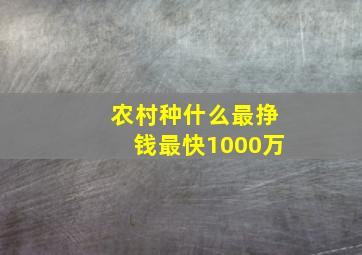 农村种什么最挣钱最快1000万