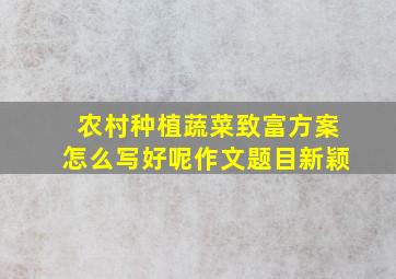 农村种植蔬菜致富方案怎么写好呢作文题目新颖