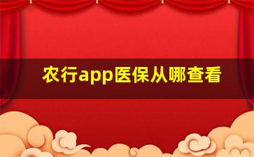 农行app医保从哪查看