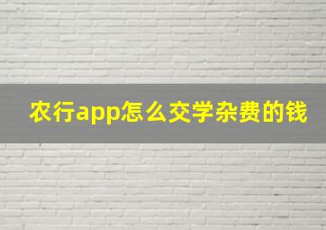 农行app怎么交学杂费的钱