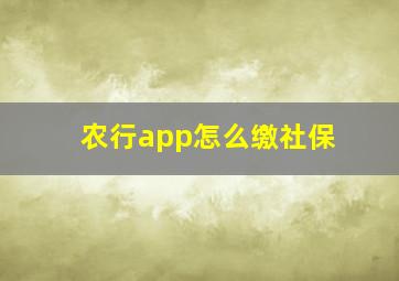 农行app怎么缴社保