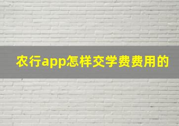 农行app怎样交学费费用的