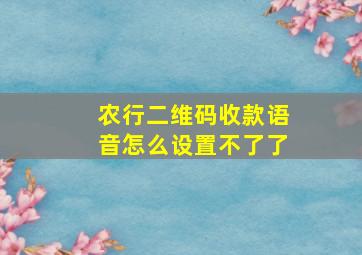 农行二维码收款语音怎么设置不了了