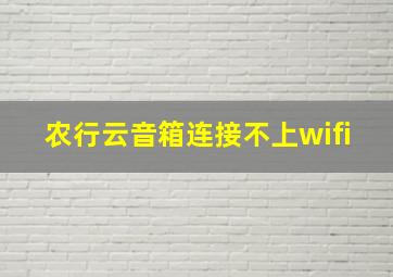 农行云音箱连接不上wifi