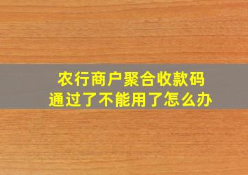 农行商户聚合收款码通过了不能用了怎么办