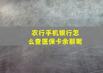 农行手机银行怎么查医保卡余额呢