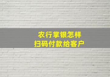 农行掌银怎样扫码付款给客户