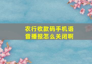 农行收款码手机语音播报怎么关闭啊