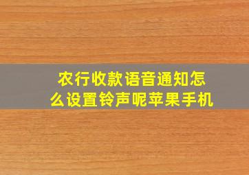 农行收款语音通知怎么设置铃声呢苹果手机