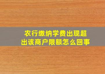 农行缴纳学费出现超出该商户限额怎么回事