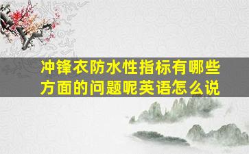 冲锋衣防水性指标有哪些方面的问题呢英语怎么说