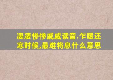 凄凄惨惨戚戚读音.乍暖还寒时候,最难将息什么意思