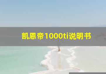 凯恩帝1000ti说明书