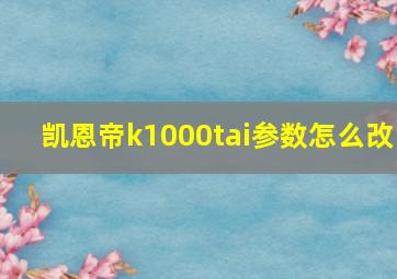 凯恩帝k1000tai参数怎么改