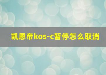 凯恩帝kos-c暂停怎么取消