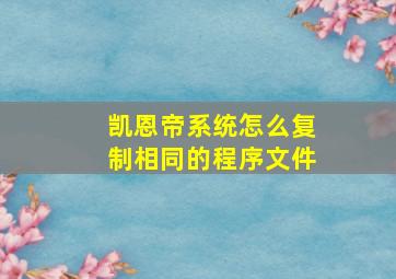 凯恩帝系统怎么复制相同的程序文件