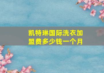 凯特琳国际洗衣加盟费多少钱一个月