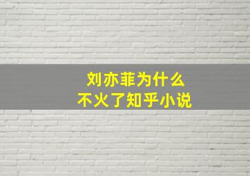 刘亦菲为什么不火了知乎小说