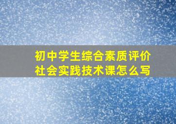 初中学生综合素质评价社会实践技术课怎么写