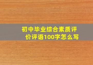 初中毕业综合素质评价评语100字怎么写