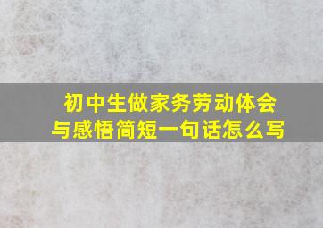 初中生做家务劳动体会与感悟简短一句话怎么写