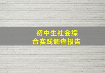 初中生社会综合实践调查报告