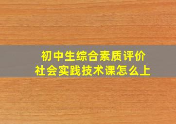 初中生综合素质评价社会实践技术课怎么上