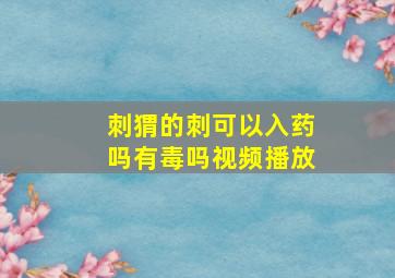 刺猬的刺可以入药吗有毒吗视频播放