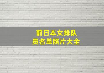 前日本女排队员名单照片大全