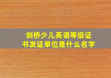 剑桥少儿英语等级证书发证单位是什么名字