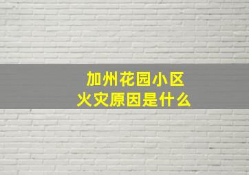 加州花园小区火灾原因是什么