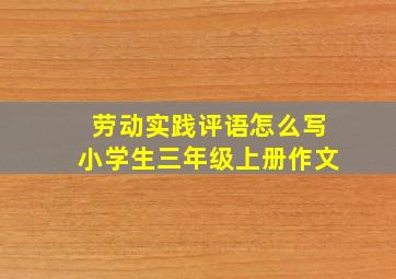 劳动实践评语怎么写小学生三年级上册作文