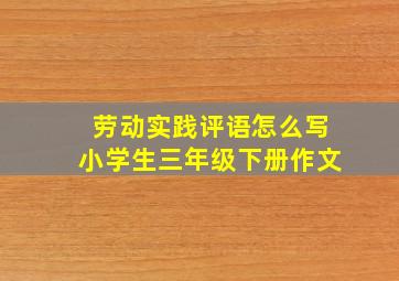 劳动实践评语怎么写小学生三年级下册作文