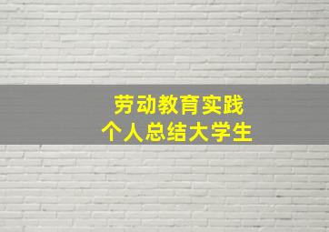 劳动教育实践个人总结大学生