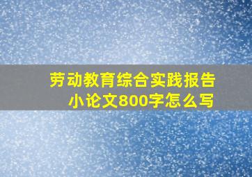 劳动教育综合实践报告小论文800字怎么写