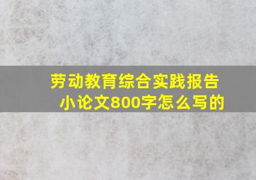 劳动教育综合实践报告小论文800字怎么写的