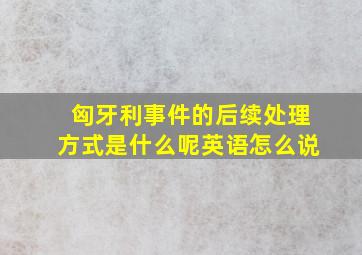 匈牙利事件的后续处理方式是什么呢英语怎么说