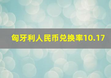 匈牙利人民币兑换率10.17