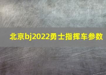 北京bj2022勇士指挥车参数