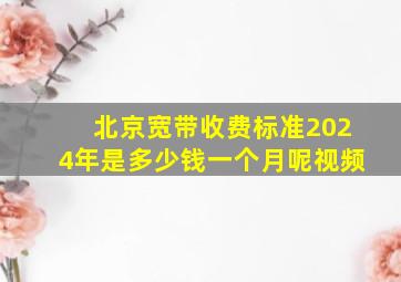 北京宽带收费标准2024年是多少钱一个月呢视频