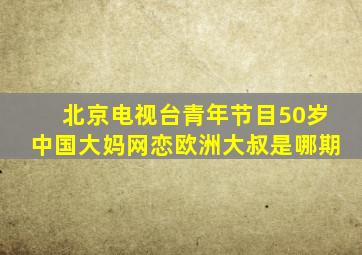 北京电视台青年节目50岁中国大妈网恋欧洲大叔是哪期