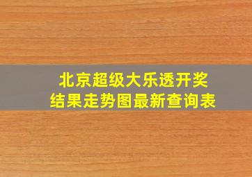 北京超级大乐透开奖结果走势图最新查询表