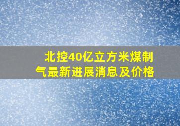 北控40亿立方米煤制气最新进展消息及价格